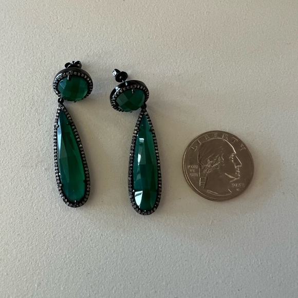ADORNIA FINE Gillian Green Onyx Teardrop Earrings - Picture 3 of 3